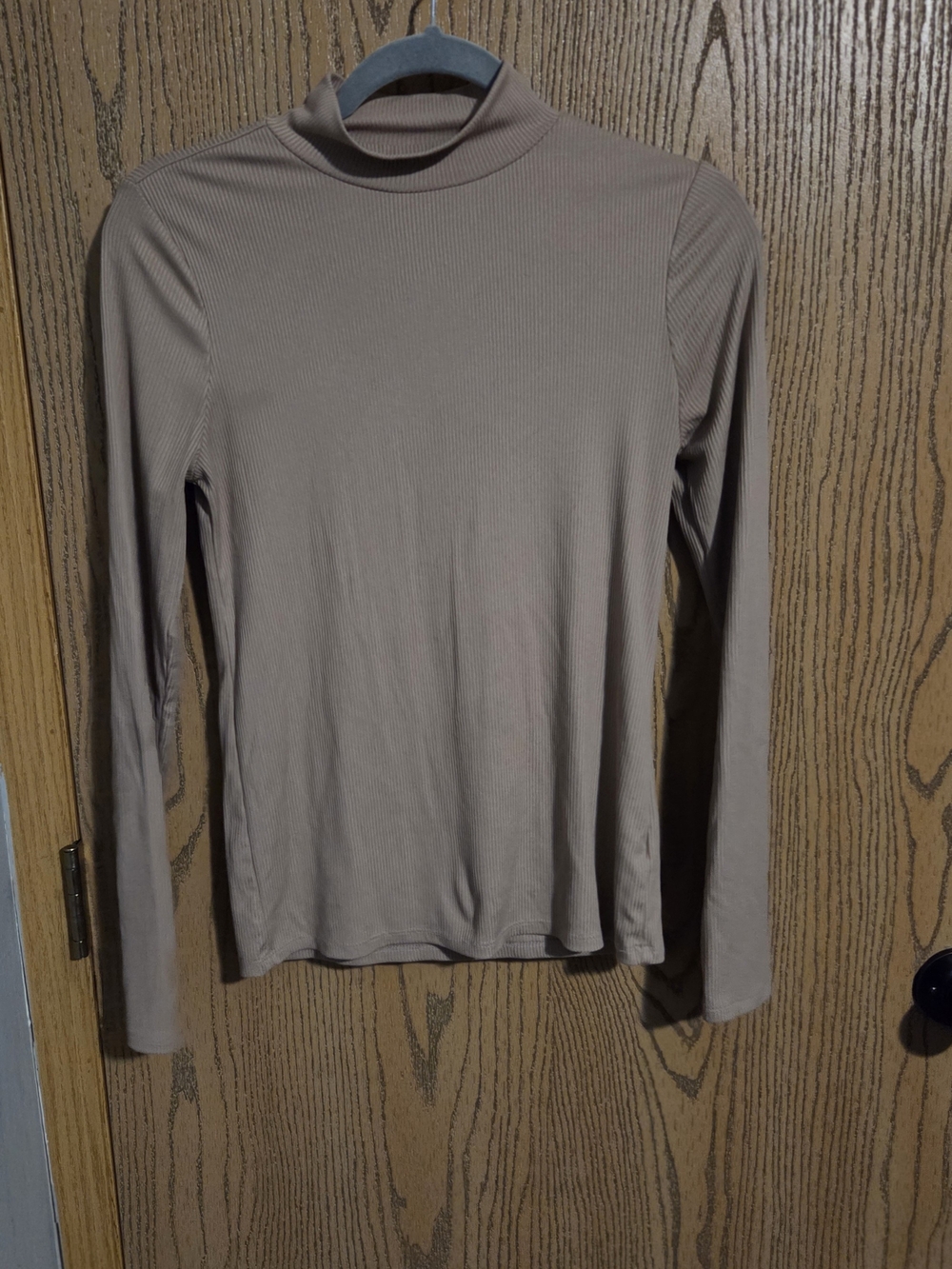 No Boundaries Ribbed Mock Neck Long Sleeve Top in Taupe